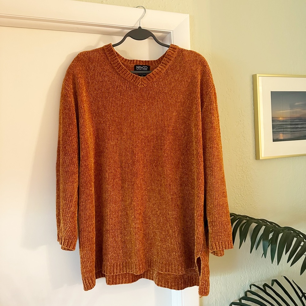New York & Company Copper Pullover Sweater Size L | Oversized Fall Knit